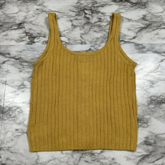American Eagle Sleeveless Mustard Top Women's Size Small Pullover Knit - Picture 4 of 7